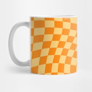 Twisted Checkered Square Pattern - Orange Tones Mug